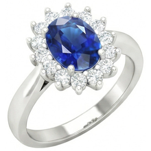 Afbeelding in Gallery-weergave laden, Sri Lanka blauwe saffier Natuurlijke echte diamanten ( niet in een laboratorium gekweekt ) verlovingsring 2.60 ct witgoud 14k
