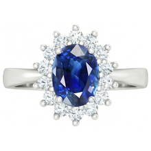 Afbeelding in Gallery-weergave laden, Sri Lanka blauwe saffier Natuurlijke echte diamanten ( niet in een laboratorium gekweekt ) verlovingsring 2.60 ct witgoud 14k
