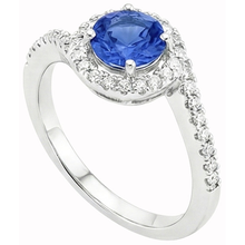 Afbeelding in Gallery-weergave laden, Sri Lanka Blauwe Saffier Natuurlijke uit de aarde gewonnen Diamanten Witgoud 14K Ring 5.60 Karaat
