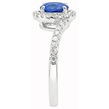 Afbeelding in Gallery-weergave laden, Sri Lanka Blauwe Saffier Natuurlijke uit de aarde gewonnen Diamanten Witgoud 14K Ring 5.60 Karaat
