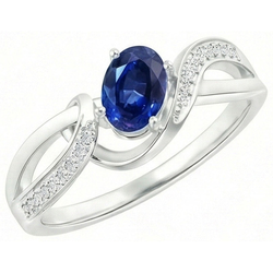 Sri Lanka blauwe saffier lint ring 2.90 ct wit goud 14k