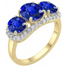Afbeelding in Gallery-weergave laden, Sri Lanka Blauwe Saffier Rond Natuurlijke uit de aarde gewonnen Diamanten 6 Ct Ring Sieraden
