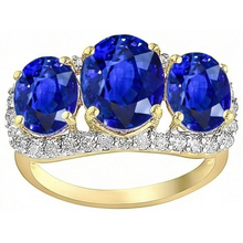 Afbeelding in Gallery-weergave laden, Sri Lanka Blauwe Saffier Rond Natuurlijke uit de aarde gewonnen Diamanten 6 Ct Ring Sieraden
