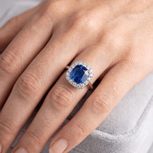 Afbeelding in Gallery-weergave laden, Sri Lanka saffier Natuurlijke echte diamanten ( niet in een laboratorium gekweekt ) tanden set 3.80 Ct Trouwring Witgoud
