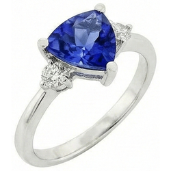 Sri Lanka Saffier Trillion en Ronde Natuurlijke uit de aarde gewonnen Diamanten 5.01 Ct Trouwring