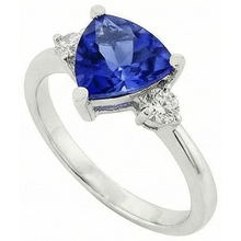 Afbeelding in Gallery-weergave laden, Sri Lanka Saffier Trillion en Ronde Natuurlijke uit de aarde gewonnen Diamanten 5.01 Ct Trouwring
