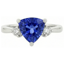 Afbeelding in Gallery-weergave laden, Sri Lanka Saffier Trillion en Ronde Natuurlijke uit de aarde gewonnen Diamanten 5.01 Ct Trouwring

