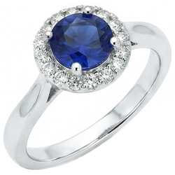 Sri Lanka saffier Natuurlijke echte diamanten ( niet in een laboratorium gekweekt ) ring wit goud 14K 2.5 ct.