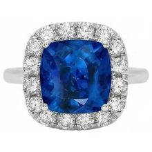 Afbeelding in Gallery-weergave laden, Sri Lanka saffier Natuurlijke echte diamanten ( niet in een laboratorium gekweekt ) tanden set 3.80 Ct Trouwring Witgoud
