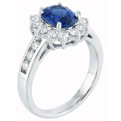 Sri Lanka saffier en Natuurlijke echte diamanten ( niet in een laboratorium gekweekt ) ronde geslepen ring 3.80 ct witgoud