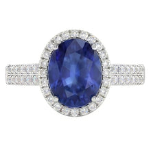 Afbeelding in Gallery-weergave laden, Sri Lanka Saffier Ovaal en Rond Natuurlijke uit de aarde gewonnen Diamanten 7.01 Ct Ring Diamanten
