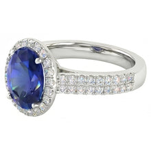 Afbeelding in Gallery-weergave laden, Sri Lanka Saffier Ovaal en Rond Natuurlijke uit de aarde gewonnen Diamanten 7.01 Ct Ring Diamanten
