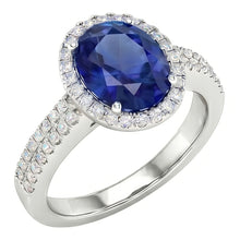 Afbeelding in Gallery-weergave laden, Sri Lanka Saffier Ovaal en Rond Natuurlijke uit de aarde gewonnen Diamanten 7.01 Ct Ring Diamanten
