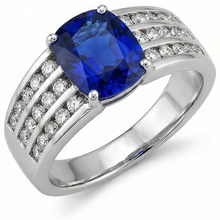 Afbeelding in Gallery-weergave laden, echte round saffier 3.50karaat ring vooraanzicht
