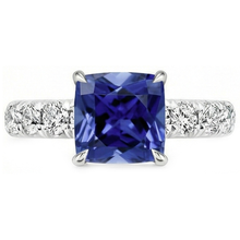 Afbeelding in Gallery-weergave laden, echte round saffier 3.25karaat ring close-up detail
