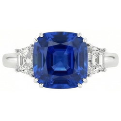 Sri Lankaanse blauwe saffier Asscher Natuurlijke echte diamanten ( niet in een laboratorium gekweekt ) ring 2 ct. WG 14K
