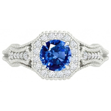 Afbeelding in Gallery-weergave laden, echte round saffier 1.25karaat ring zijaanzicht
