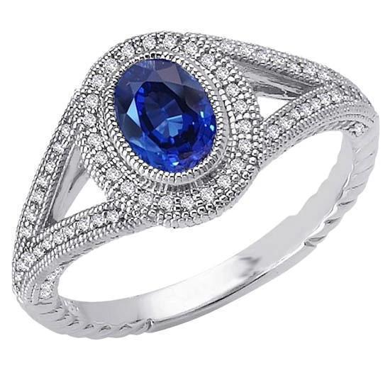 Sri Lankaanse saffier diamanten witgouden jubileum ring 3,51 ct. - harrychadent.nl