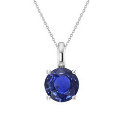 14K Witgoud Royal Blue Saffier Edelsteen Hanger – 2-karaat Rond