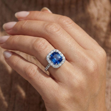 Afbeelding in Gallery-weergave laden, Sri Lanka Saffier Diamanten Ring Goud Wit 14K 3.35 Karaat
