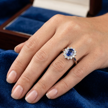 Afbeelding in Gallery-weergave laden, Sri Lanka blauwe saffier Natuurlijke echte diamanten ( niet in een laboratorium gekweekt ) verlovingsring 2.60 ct witgoud 14k
