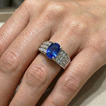 Afbeelding in Gallery-weergave laden, echte round saffier 3.50karaat ring op wit
