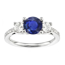 Afbeelding in Gallery-weergave laden, Srilanka Sapphire Diamond Round Cut Ring 3,50 karaat witgoud 14K
