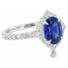 Afbeelding in Gallery-weergave laden, echte pear saffier 6karaat ring bovenaanzicht
