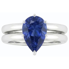 Afbeelding in Gallery-weergave laden, echte pear saffier 2karaat ring bovenaanzicht
