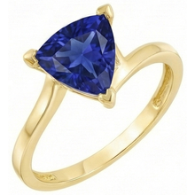 Afbeelding in Gallery-weergave laden, Srilanka Sapphire Solitaire Trillion-vormige ring 1 karaat geel goud

