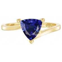 Afbeelding in Gallery-weergave laden, Srilanka Sapphire Solitaire Trillion-vormige ring 1 karaat geel goud

