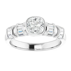 Trouwring met Baguette & Cushion Old Cut Natuurlijke uit de aarde gewonnen Diamanten in Kastzetting, 6.25 Karaat