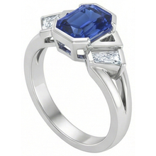 Afbeelding in Gallery-weergave laden, Stralende 3 Stenen Edelsteen Ring 2.50 Karaat Bar Set Baguette Diamanten

