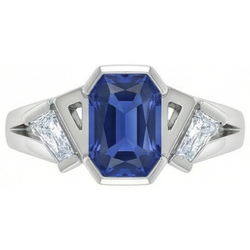 Stralende 3 Stenen Edelsteen Ring 2.50 Karaat Bar Set Baguette Diamanten