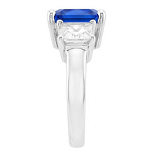 Afbeelding in Gallery-weergave laden, Stralende 3 steen blauwe saffier ring &amp; prinses Natuurlijke echte diamant ( niet in het laboratorium gekweekt )en 3 karaat
