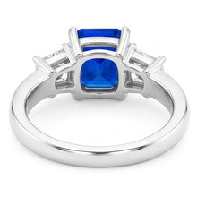 Afbeelding in Gallery-weergave laden, Stralende 3 steen blauwe saffier ring &amp; prinses Natuurlijke echte diamant ( niet in het laboratorium gekweekt )en 3 karaat
