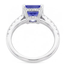 Afbeelding in Gallery-weergave laden, Stralende edelsteen blauwe saffier Natuurlijke echte diamant ( niet in het laboratorium gekweekt )en ring Triple Prong Set 3 karaat
