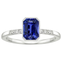 Afbeelding in Gallery-weergave laden, Stralende geslepen bezel set ring Ceylon saffier &amp; Natuurlijke echte diamant ( niet in het laboratorium gekweekt ) 3,50 karaat
