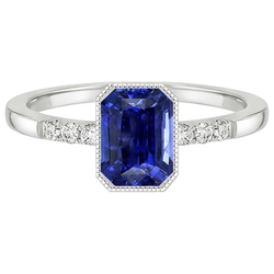 Stralende geslepen bezel set ring Ceylon saffier & Natuurlijke echte diamant ( niet in het laboratorium gekweekt ) 3,50 karaat