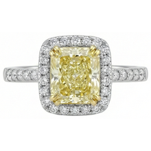 Afbeelding in Gallery-weergave laden, Stralende geslepen gele saffier edelsteen ring wit goud Natuurlijke echte diamant ( niet in het laboratorium gekweekt ) 2,5 ct.
