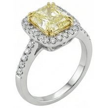 Afbeelding in Gallery-weergave laden, Stralende geslepen gele saffier edelsteen ring wit goud Natuurlijke echte diamant ( niet in het laboratorium gekweekt ) 2,5 ct.
