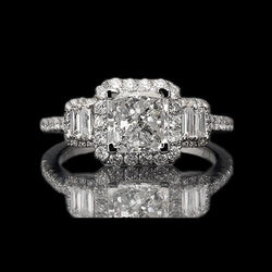 Stralende geslepen verlovingsring 3 karaats diamanten Fancy Ring wit goud 14K