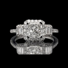 Afbeelding in Gallery-weergave laden, Stralende geslepen verlovingsring 3 karaats diamanten Fancy Ring wit goud 14K

