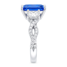Afbeelding in Gallery-weergave laden, Stralende saffier edelsteen ring 3 stenen gedraaide stijl 3,50 karaat
