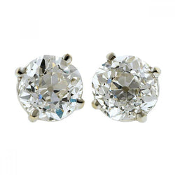 Stud Lady Earring 3 Karaat Oude Mijnwerker Natuurlijk Diamant Wit Goud 14K