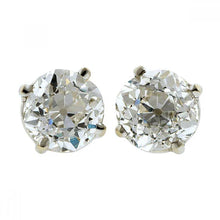 Afbeelding in Gallery-weergave laden, Stud Lady Earring 3 Karaat Oude Mijnwerker Natuurlijk Diamant Wit Goud 14K
