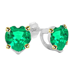 Heart Fijne Smaragd Gemstone Earring 2,50 karaat – Bicolor 14K