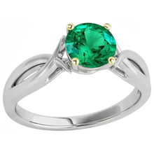 Afbeelding in Gallery-weergave laden, Smaragd Sieraadsteen Ring 2-karaat Bicolor 14K Goud – hoekaanzicht
