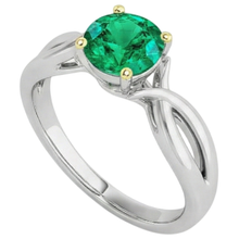 Afbeelding in Gallery-weergave laden, Smaragd Sieraadsteen Ring 2-karaat Bicolor 14K Goud – profielaanzicht
