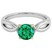 Afbeelding in Gallery-weergave laden, Smaragd Sieraadsteen Ring 2 karaat Bicolor 14K Goud – zijaanzicht
